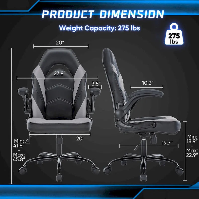 Ergonomic Office Chair with Lumbar Support Height Adjustable Rolling Desk Chairs with Flip-up Armrests