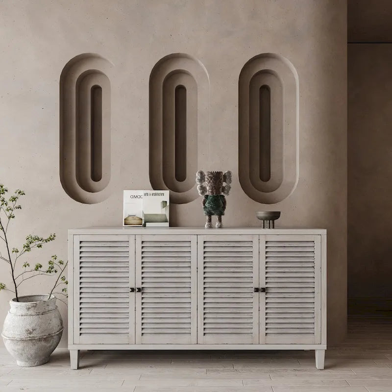 4 Door Wooden Cabinet Sideboard for Living Room