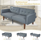 Canapé-lit convertible moelleux de 68 po avec dossier réglable et pieds en bois massif