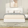 Lit plateforme rembourré en bouclette ivoire Queen Size