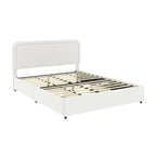 Lit plateforme rembourré en bouclette ivoire Queen Size