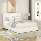 Lit plateforme rembourré en bouclette ivoire Queen Size