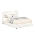 Lit plateforme rembourré en bouclette ivoire Queen Size