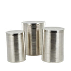Metal Ribbed or Metallic Ribbed Drum Side End Accent Table - Set of 3 Silver or Gold - Roche River Decor