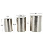 Metal Ribbed or Metallic Ribbed Drum Side End Accent Table - Set of 3 Silver or Gold - Roche River Decor