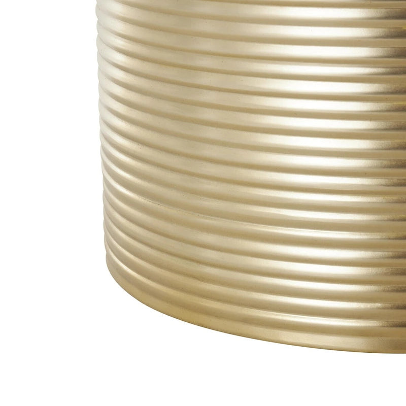 Metal Ribbed or Metallic Ribbed Drum Side End Accent Table - Set of 3 Silver or Gold - Roche River Decor