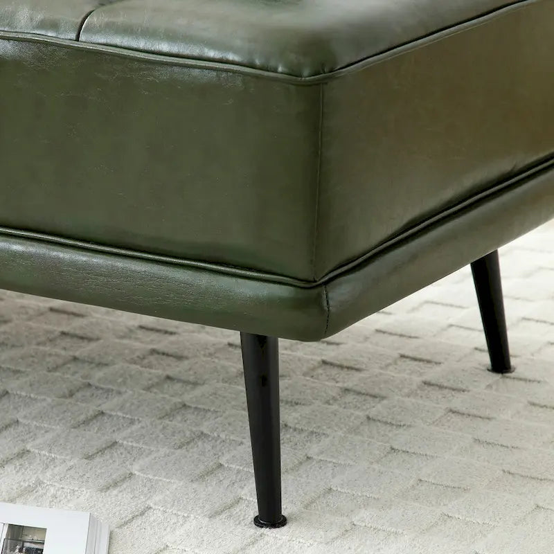 56.3Width End of Bed Bench,Faux Leather Upholstered With side table,360-degree Swivel tray couch,Entryway Ottoman,Metal Legs