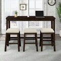 Table hauteur comptoir 4 pièces avec tabourets rembourrés en tissu