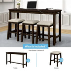Table hauteur comptoir 4 pièces avec tabourets rembourrés en tissu