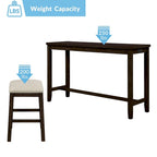 Table hauteur comptoir 4 pièces avec tabourets rembourrés en tissu