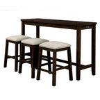 Table hauteur comptoir 4 pièces avec tabourets rembourrés en tissu