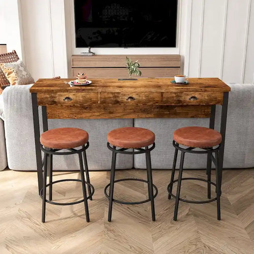 3-Drawer Long Dining Table Set