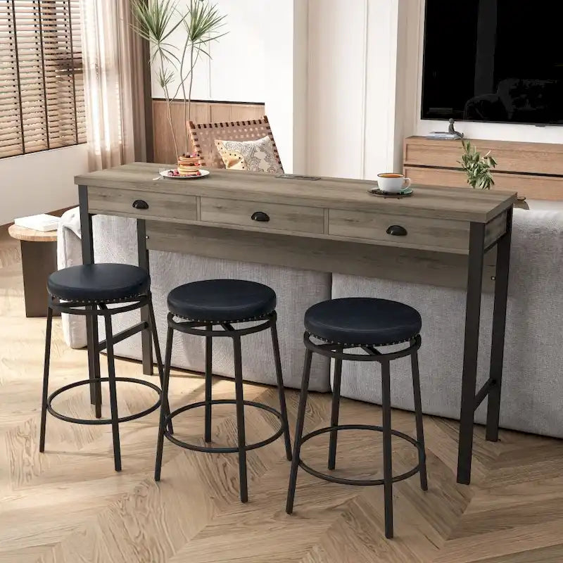 3-Drawer Long Dining Table Set