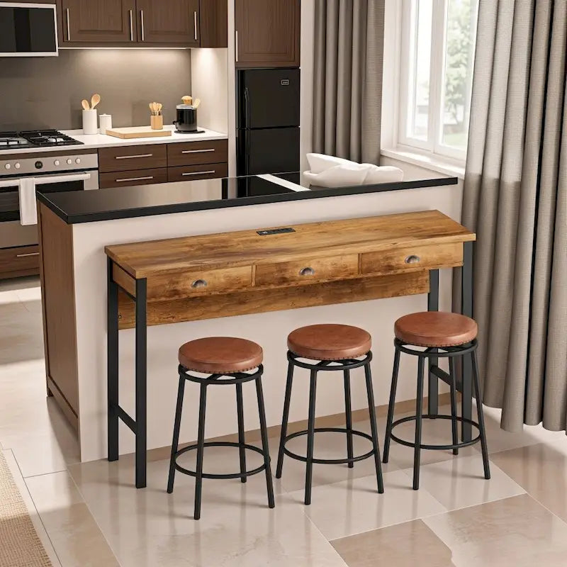 3-Drawer Long Dining Table Set