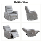 HOMYKA Swivel Power Recliner Faux Leather Glider With USB Port