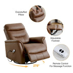 HOMYKA Swivel Power Recliner Faux Leather Glider With USB Port