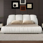 Queen Size Luxury Upholstered Bed With Thick Headboard, Vevet Queen Bed with Oversized Padded Backrest