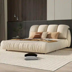 Queen Size Luxury Upholstered Bed With Thick Headboard, Vevet Queen Bed with Oversized Padded Backrest