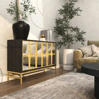 Wooden Room Cabinet with Mirrored Front - Gold or Black - Roche River Decor