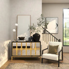 Wooden Room Cabinet with Mirrored Front - Gold or Black - Roche River Decor
