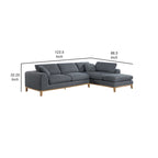 2 Piece L Shaped Modular Sectional Sofa with 2 Pillows, Woven Gray Fabric