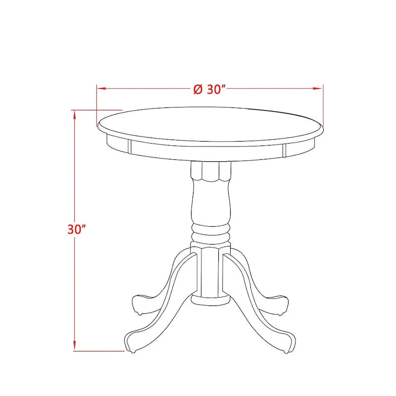 East West Furniture Eden Dining Table - a Round Wooden Table Top with Pedestal Base, Buttermilk & Cherry