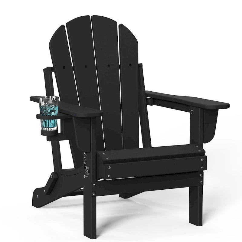 Outdoor Folding Adirondack Chair Patio Chair with Cup Holder