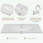 Bathroom Vanity with Ceramic Basin, Two Cabinets and Five Drawers