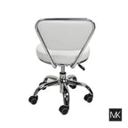 Dayton Short Stool Adjustable 13 to 15 Low Rolling Chair with Backrest, White - N/A