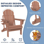 Outdoor Folding Adirondack Chair Patio Chair with Cup Holder