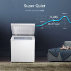 1.8 Cu.Ft Chest Freezer with Removable Basket, Bottom Drain, 7-Level Thermostat, Freestanding Design for Home and Apartment