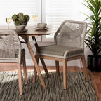 Chaise de salle à manger en acajou tressée de style transitionnel moderne – Gris