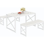 Table à manger 3 pièces VECELO avec banc, ensemble de table de salle à manger pour 4-6 personnes, table de cuisine avec 2 bancs, ensemble de table à manger