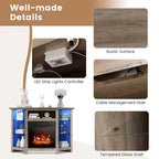 Costway Fireplace TV Stand w/ Led Lights & 18  Electric Fireplace for - See Details