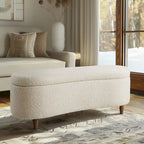 INK+IVY Bailey Taupe Boucle Flip Top Storage Bench