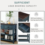 Retro Design Console Table with Two Open Shelves