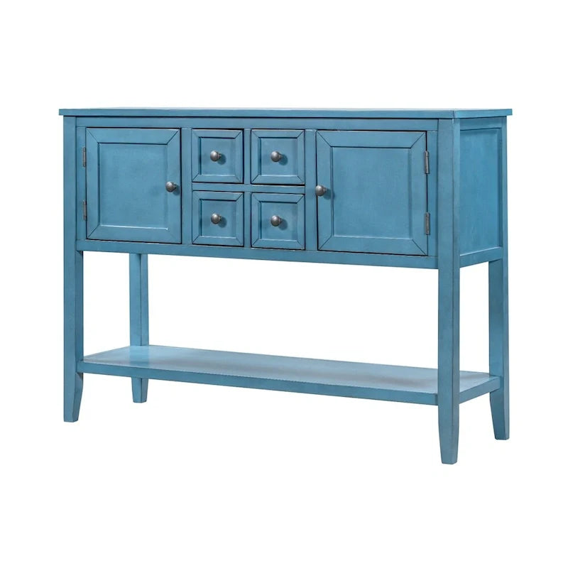 Retro Style Buffet Sideboard Wood Console Table with Bottom Shelf, Easy Assemble, for Living Room, Kitchen, Entryway