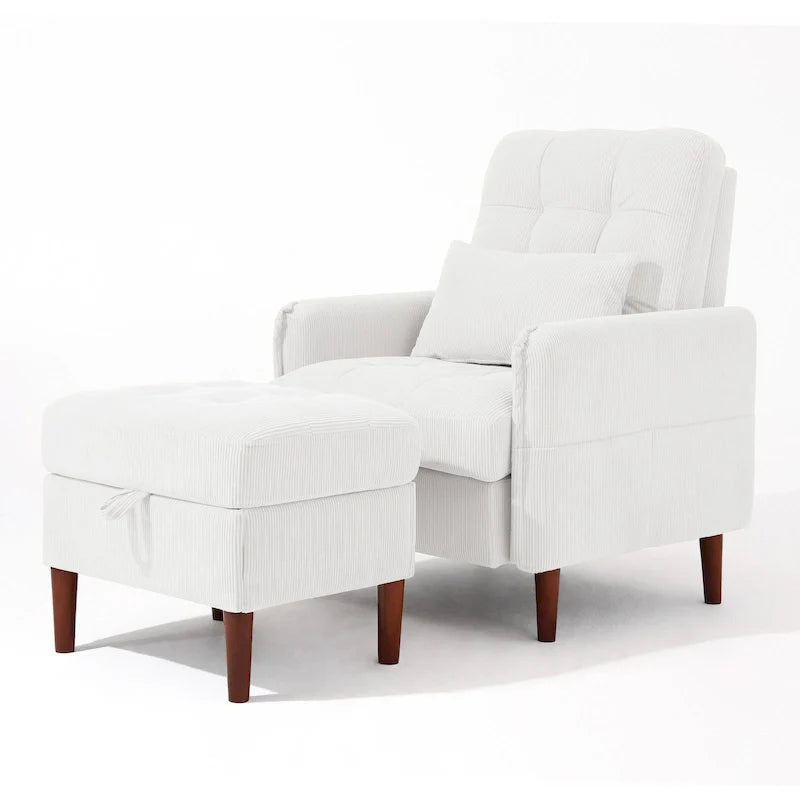 UIXE Modern Lounge Chair Accent Chair and Stroage Ottoman With Adjustable Backrest