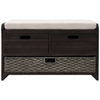 Wood Storage Bench with 2 Woven Baskets by Harper&Bright Designs