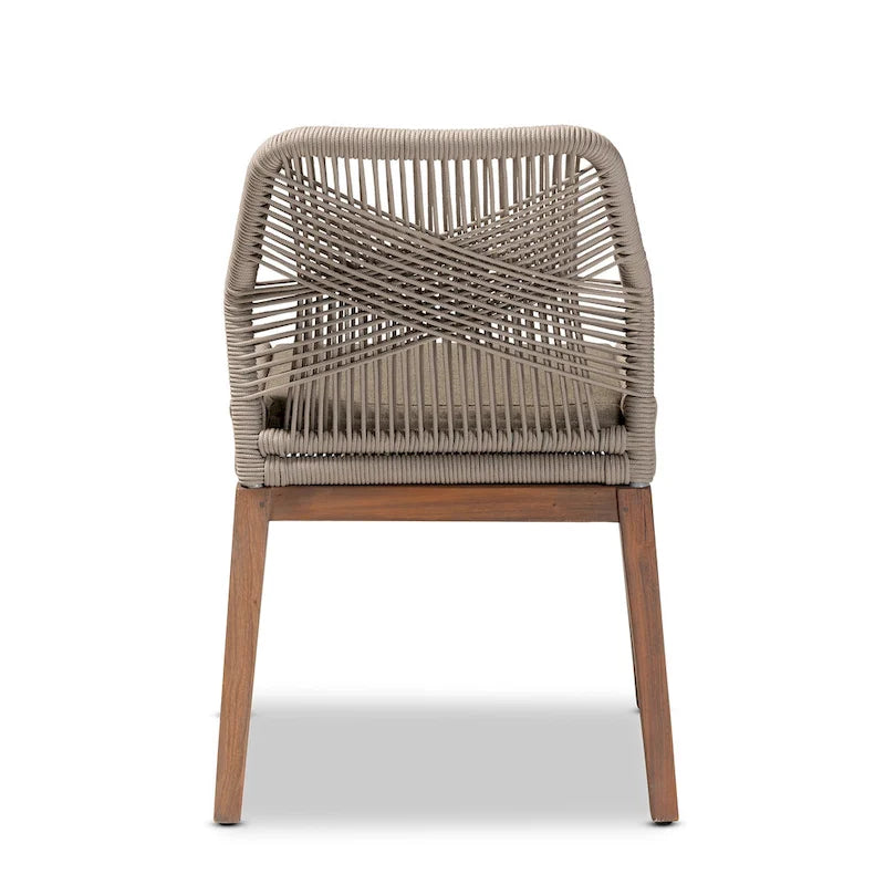 Chaise de salle à manger en acajou tressée de style transitionnel moderne – Gris