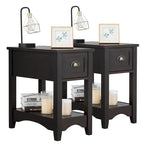 Gymax Lot de 2 Tables d'appoint Contemporaines Compactes avec Tiroir - 13" X 22" X 23" (L x l x H)