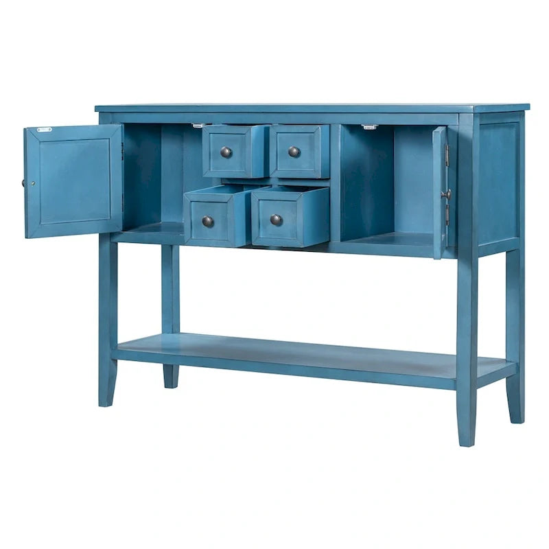 Retro Style Buffet Sideboard Wood Console Table with Bottom Shelf, Easy Assemble, for Living Room, Kitchen, Entryway