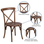 Ensemble table de ferme rustique pliante 8' x 40 avec 10 chaises à dossier croisé et coussins