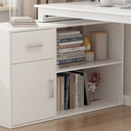 White Reversible L Shape Desk Rotating Desk Working Desk Computer