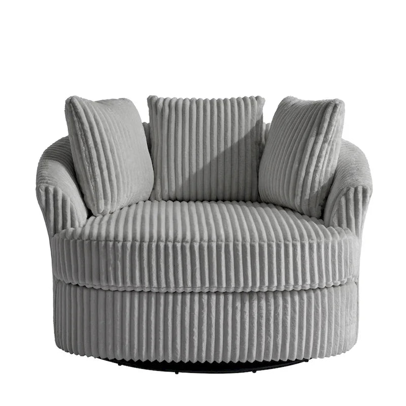 DREAMSIDEA 2 Set Recessed Arm Slipcovered Swivel Barrel Chair