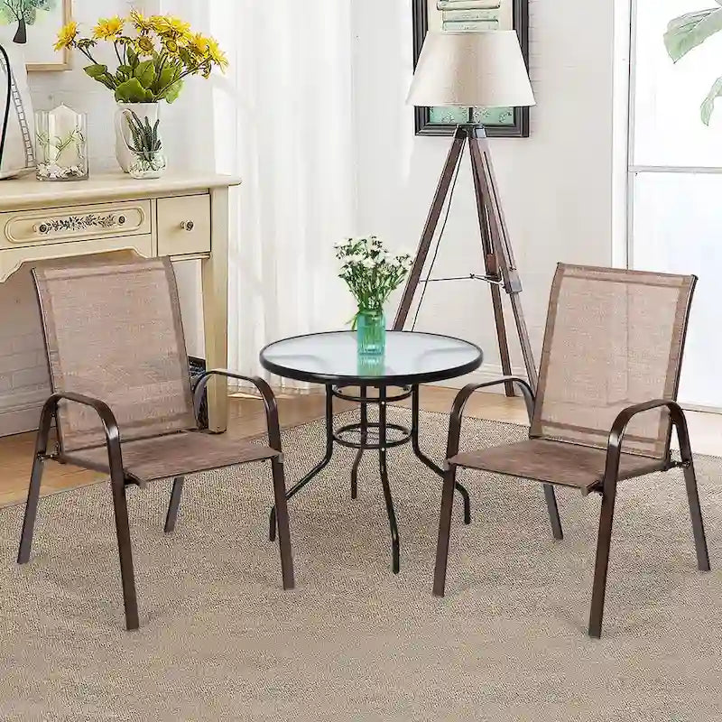 Costway 4PCS Patio Chairs Garden Deck Yard with Armrest - See Details
