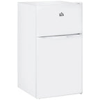 HOMCOM Double Door Mini Fridge with Freezer, 3.2 Cu.Ft Compact Refrigerator with Adjustable Shelf, Adjustable Thermostat