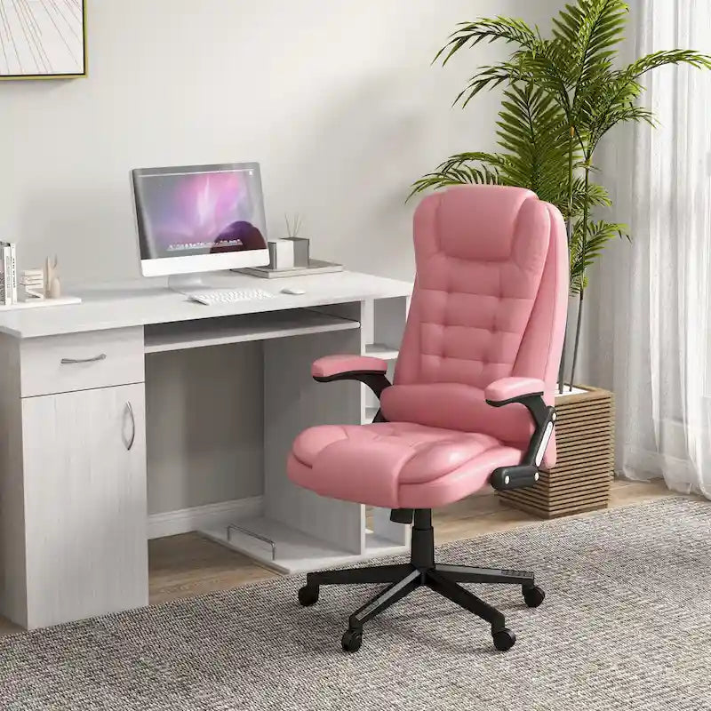 HOMCOM High Back Vibration Massage Office Chair with 6 Vibration Points, Heated Reclining PU Leather Computer Chair