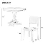 Taupe Retro 5-Piece Wooden Dining Table Set with Curved Trestle Table & 4 Chairs