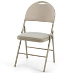 6 Pack Folding Chairs Portable Padded Office Kitchen Dining Chairs-Beige - 18.5 x 20 x 35 (L x W x H)